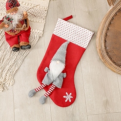 Red Non-woven Fabrics Christmas Stocking with Gnome Pendant Decorations, Christmas Tree Hanging Decorations, Red, 480x230mm