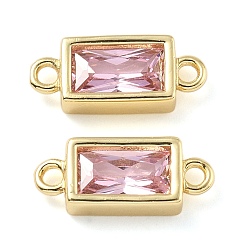 Сине-фиолетовый Латунные подвески-соединители из стекла в форме прямоугольника, стойки покрытие, долговечный, реальный 18 k позолоченный, синий фиолетовый, 15x6x3 мм, отверстие : 1.2 мм