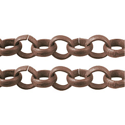 Red Copper Iron Rolo Chains, Belcher Chain, Unwelded, with Spool, Long-Lasting Plated, Red Copper, 6x2mm, about 328.08 Feet(100m)/roll
