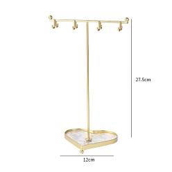 Golden Iron Necklace Display Stands, Necklace Storage, Heart, Golden, 12x27.5cm