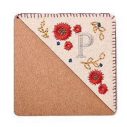 Letter P Embroidery Corner Bookmarks, Personalized Hand Embroidered Bookmark, Flower Felt Triangle Corner Page Marker, for Book Reading Lovers Teachers, Square, Letter.P, 95x95mm