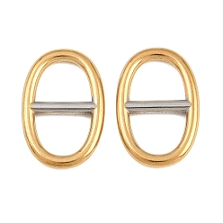 Oro & Acero Inoxidable Color Recubrimiento iónico (IP) 304 Conectores de eslabones ovalados de acero inoxidable, libre de deslustre, acero color oro y acero, 23x15.5x2 mm, agujero: 10x8 mm