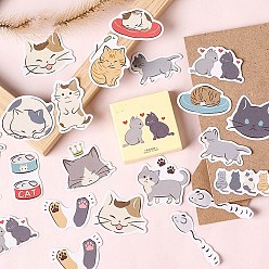 Cat Shape Kitten Diary Theme PVC Cartoon Stickers, Self-adhesive Waterproof Decals, for Suitcase, Skateboard, Refrigerator, Helmet, Mobile Phone Shell, Cat Pattern, 40x40mm, 45pcs/set