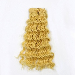 Champagne Yellow High Temperature Fiber Long Instant Noodle Curly Hairstyle Doll Wig Hair, for DIY Girl BJD Makings Accessories, Champagne Yellow, 7.87~9.84 inch(20~25cm)