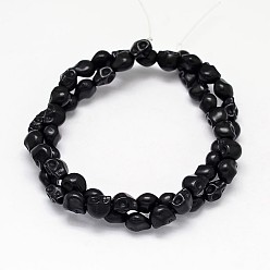Black Dyed Synthetic Turquoise Bead Strands, Skull, Black, 10x8x10mm, Hole: 1mm, about 38~40pcs/strand, 15~15.5 inch
