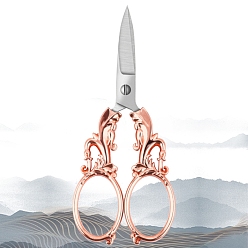 Rose Gold Stainless Steel Scissors, Embroidery Scissors, Sewing Scissors, with Zinc Alloy Handle, Rose Gold, 135x57mm