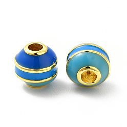 Разноцветный Латунь эмаль бисера, без кадмия и без свинца, реальный 18 k позолоченный, рондель, красочный, 7x7.5x7.5 мм, отверстие : 2.2 мм