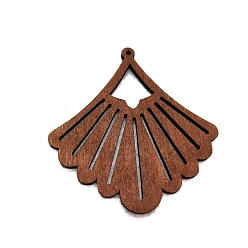 Brun De Noix De Coco Gros pendentifs creux en bois, pour la fabrication de bijoux de boucles d'oreilles, fan, brun coco, 60~70x2mm