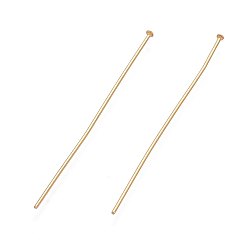 Настоящее золото 18K 304 Штифты с плоской головкой из нержавеющей стали, золотые, 50x0.7 мм, 21 датчик, Руководитель: 2 mm