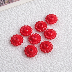 Red Opaque Acrylic Beads, Flower, Red, 9x5mm, Hole: 2mm