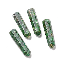 Imperial Jasper Natural Imperial Jasper Chips Beads, Healing Stones, Reiki Energy Balancing Meditation Therapy Wand, with Transparent Resin, No Hole/Undrilled, Dyed, Faceted Bullet Shape, 42.5x11x10mm