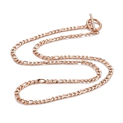 Rose Gold Ion Plating(IP)  304 Stainless Steel Chain Necklaces, Rose Gold, 19.64 inch(49.9cm)