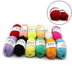 Mixed Color 12 Skeins Polyester Knitting Yarn, Craft Yarn for Kids, Shawl Scarf Doll Crochet Supplies, Mixed Color, 2mm, about 25g/Skein