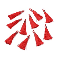 Red Nylon Tassel Big Pendants, Red, 80~82x7.5~8.5mm, Hole: 5x4.5mm