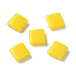 Yellow Opaque Acrylic Slide Charms, Square, Yellow, 5.2x5.2x2mm, Hole: 0.8mm