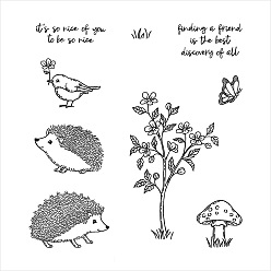 Hedgehog Clear Silicone Stamps, for DIY Scrapbooking, Photo Album Decorative, Cards Making, Hedgehog, 140x140mm