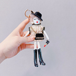 White top hat Fashionable European and American Style Keychain for Girls with Personality Hat Set, Car Key Chain, Bag Pendant Goddess Gift