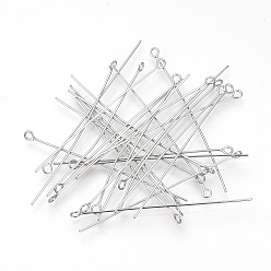 Stainless Steel Color 304 Stainless Steel Eye Pin, Stainless Steel Color, 30mm, Pin: 0.7mm, Hole: 2mm