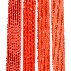 Помидор Непрозрачный сплошной цвет имитация нефрита стеклянные бусины пряди, граненые, рондель, помидор, 2.3~2.7x1.5 мм, отверстие : 0.4 мм, около 135~140 шт / нитка, 26~27 см