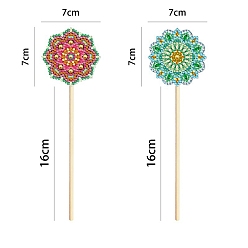 Разноцветный Diy мандала цветочное растение кол алмазная живопись наборы, включая пластиковую доску, стразы из смолы и деревянная палочка, красочный, 230 мм, 2 шт / комплект