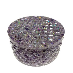 Аметист Украшение для круглой коробки из смолы, с кусочками натурального аметиста внутри статуй для украшения домашнего офиса, 130x60 мм