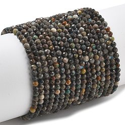 Бирюза из Хубэя Хубэй природных бирюзовый бисер нитей, граненые, круглые, 3 мм, отверстие : 0.8 мм, около 110 шт / нитка, 14.96'' (38 см)