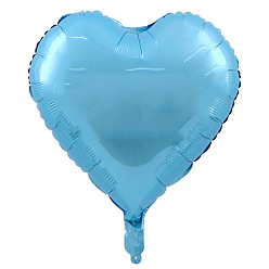 Light Sky Blue Heart Aluminum Film Valentine's Day Theme Balloons, for Party Festival Home Decorations, Light Sky Blue, 450mm