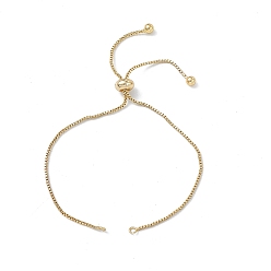 Real 18K Gold Plated Brass Box Chains Slider Bracelet Makings, Real 18K Gold Plated, 9-5/8 inch(24.4cm), Hole: 1.6mm