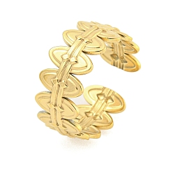 Настоящее золото 18K 304 овальная открытая манжета из нержавеющей стали для женщин, реальный 18 k позолоченный, 7.5 мм, внутренний диаметр: регулируемый