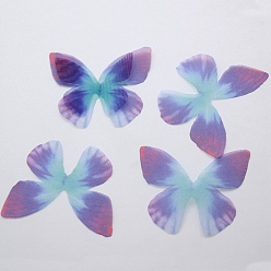 Colorful Atificial Craft Chiffon 2 Layer Butterfly Wing, Handmade Organza 3D Butterfly Wings, Gradient Color, Ornament Accessories, Colorful, 40x32mm