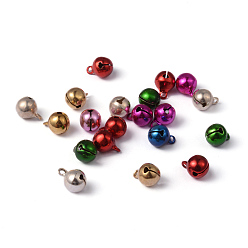 Mixed Color Brass Bell Charms, Nice For Christmas Day Decoration, Mixed Color, 6x8mm, Hole: 1.5mm