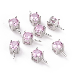 Plum Rhodium Plated 925 Sterling Silver Peg Bails, with Cubic Zirconia, Square, Platinum, Plum, 9x4x4.5mm, Hole: 2.5x1.5mm, Pin: 0.6mm
