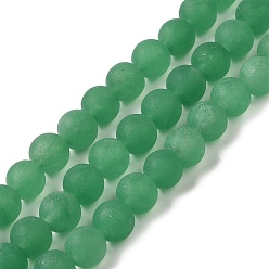 Medium Sea Green Natural Dyed Jade Beads Strands, Frosted, Round, Medium Sea Green, 8~8.5mm, Hole: 1mm, about 47~48pcs/strand, 14.69''~14.96''(37.3~38cm)