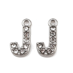 Letter J 304 из нержавеющей стали амулеты горный хрусталь, цвет нержавеющей стали, буква J, 10x5x2, отверстие : 1 мм