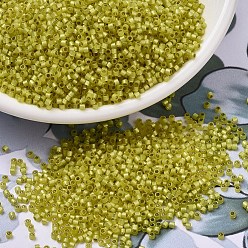 (DB2187) Окрашенный Цитрон Дуракоат Полуматовый с Серебряной Подкладкой Бусины miyuki delica, цилиндр, японский бисер, 11/0, (db 2187) окрашенный в цитрусовый цвет серебристой футеровкой дюракоат, 1.3x1.6 мм, отверстие : 0.8 мм, Около 2000 шт / 10 г