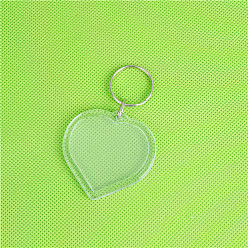 Heart Acrylic Photo Frame Keychain, with Iron Split Key Rings, Heart, 5x5cm
