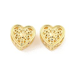 Golden Valentine's Day Rack Plating Alloy European Beads, Large Hole Beads, Cadmium Free & Nickel Free & Lead Free, Heart, Golden, 11x12x7mm, Hole: 5.5x4.7mm
