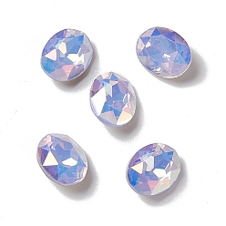 Cyclamen Opal Light AB Style Eletroplate K9 Glass Rhinestone Cabochons, Pointed Back & Back Plated, Faceted, Oval, Cyclamen Opal, 10x8x4.5mm