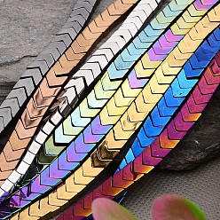 Mixed Color Electroplated Arrows Non-magnetic Synthetic Hematite Bead Strands, Mixed Color, 6x6x3mm, Hole: 1mm, about 101pcs/strand, 15.9 inch