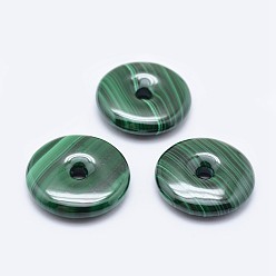 Malachite Natural Malachite Pendants, Donut/Pi Disc, Donut Width: 9.5~11.5mm, 25x5.5mm, Hole: 4~6mm