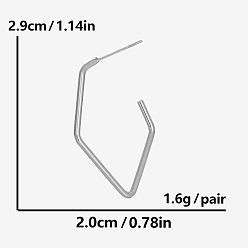 Серебро 304 минималистичные серьги-гвоздики в форме ромба из нержавеющей стали, серебряные, 29x20 мм