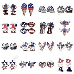 Mixed Shapes 16Pcs 16 Styles Spray Painted Wood Big Pendants, Mixed Shapes, 37~55x20~55x2.5mm, Hole: 1.6~2.2mm, 1pc/style