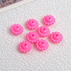 Hot Pink Opaque Acrylic Beads, Flower, Hot Pink, 9x5mm, Hole: 2mm