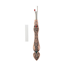 Red Copper Zinc Alloy Handle Steel Seam Rippers, Sewing Tools, Flower Pattern, Red Copper, 115mm