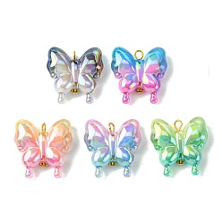 Colorful Opaque Acrylic Pendants, AB Color, Butterfly, Colorful, 29.5x29x10mm, Hole: 3.4mm