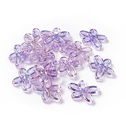 Medium Purple UV Plating Rainbow Iridescent Acrylic Beads, Flower, Medium Purple, 33x25x5mm, Hole: 1.8mm