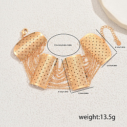 Золотой Элегантные латунные прямоугольные браслеты, кисточки украшения для женщин, золотые, 1-5/8x1 дюйм (4.1x2.5 см), внутренний диаметр: 6-7/8 дюйм (17.6 см)