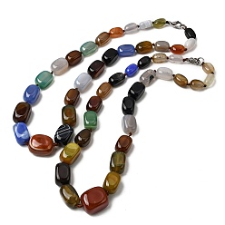 Разноцветный Ожерелья из окрашенного натурального агата кубической формы, бусы разного размера, с застежками из сплава., платина, красочный, 20.08 дюйм (51 см)