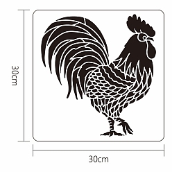 Rooster Large Plastic Reusable Drawing Painting Stencils Templates, for Painting on Scrapbook Fabric Tiles Floor Furniture Wood, Square, Rooster Pattern, 300x300mm
