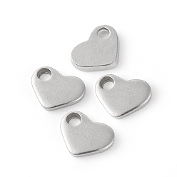 Stainless Steel Color 201 Stainless Steel Charms, Stamping Blank Tag, Heart, Stainless Steel Color, 7~8x9~10x1.5mm, Hole: 2mm